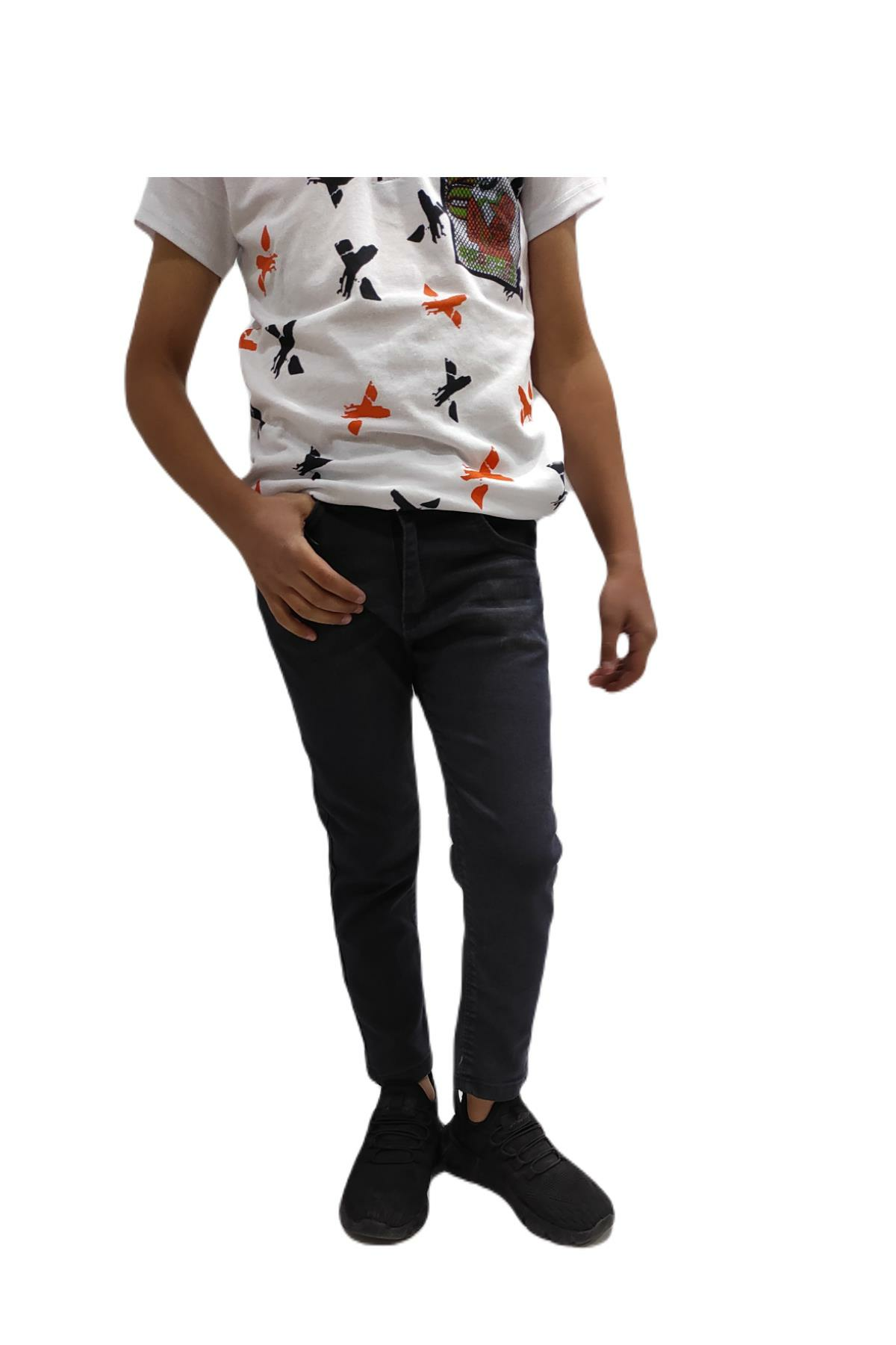 Erkek Çocuk Likralı Kot Pantolon Füme - 3 - 4 Yaş