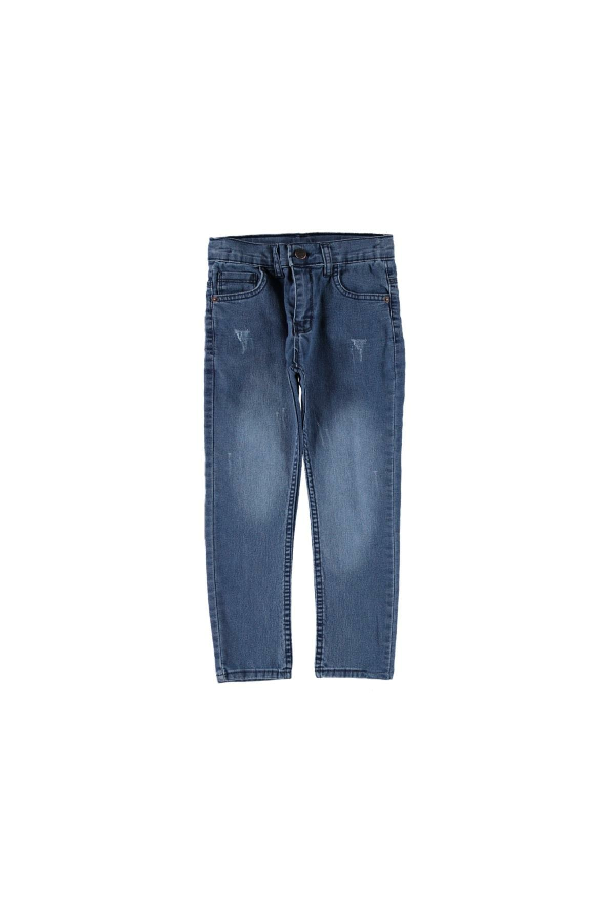 Erkek Çocuk Yıpratmalı Kot Pantolon Açık Mavi - 4 - 5 YAŞ