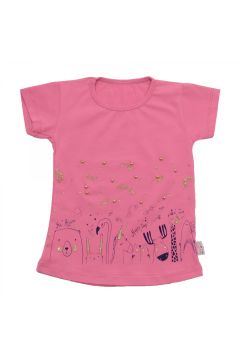 Boncuklu Baskılı Simli T-shirt