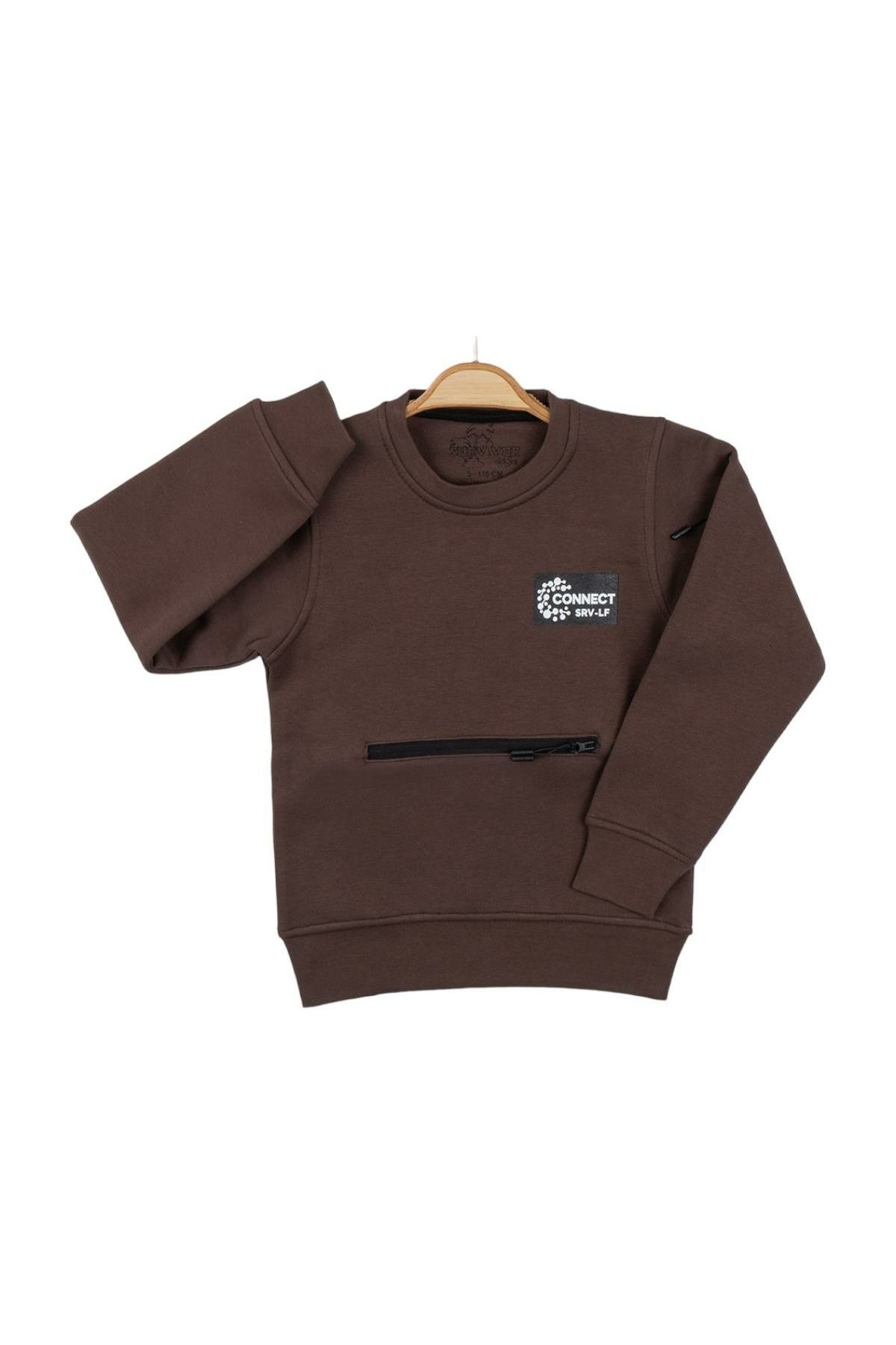 Pundikids Erkek Çocuk 3 İp Şardonlu Sweath KAHVERENGİ - 4 Yaş