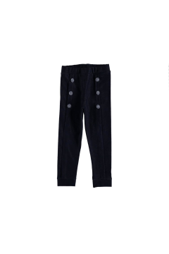 Kız Çocuk Düğmeli Paçası Manşetli Kot Görünümlü Tayt Siyah - 7 - 8 Yaş