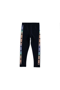 Pundikids Kız Çocuk Yanları Şeritli Kot Görünümlü Tayt Lacivert - 13 - 14 Yaş