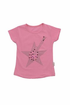 Taşlı Pul İşlemeli Kız Çocuk T-shirt