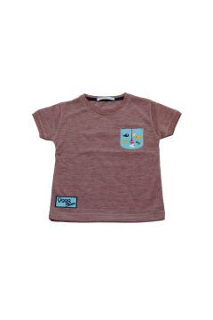 Cep Balık Nakışlı T-shirt Bordo - 1 - 2 Yaş