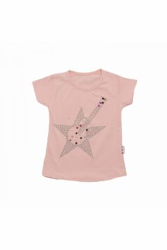 Taşlı Pul İşlemeli Kız Çocuk T-shirt