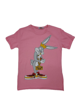 Pundikids Bugs Bunny Baskılı Oversize Tişört Pembe - 11 - 12 Yaş