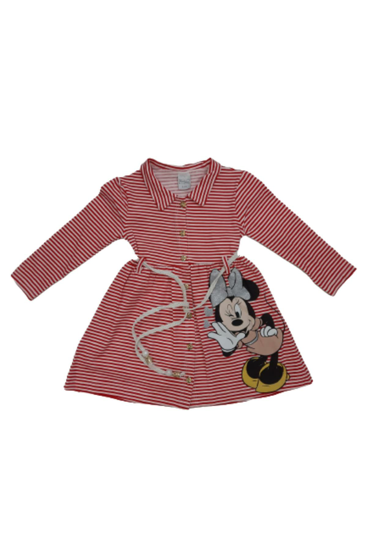 Kız Çocuk Mickey Mouse Baskılı Elbise Kırmızı - 1 - 2 Yaş