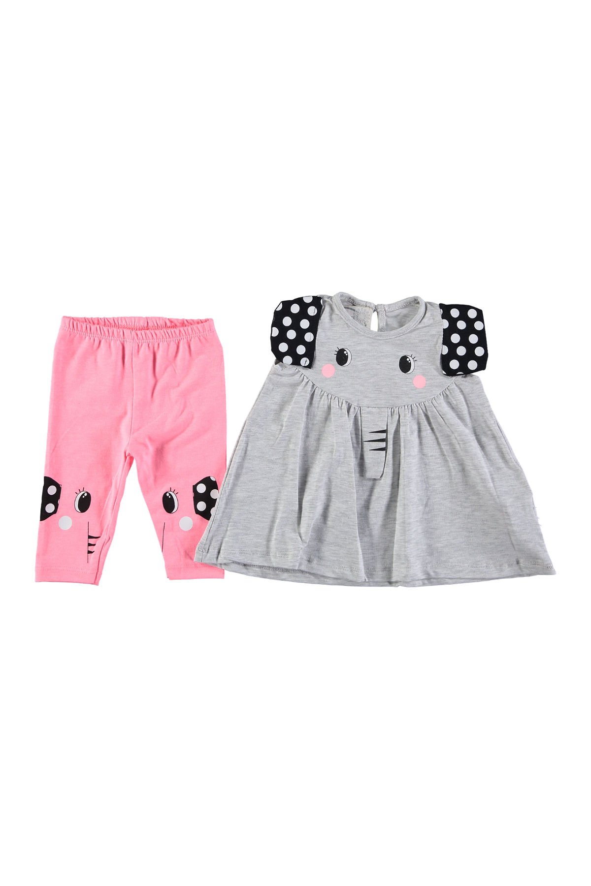 Fil Baskılı Kaprili Takım Gri - 9 - 12 AY