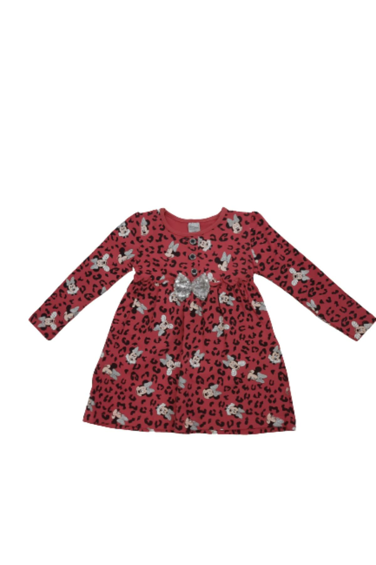 Pundikids Kız Çocuk Mickey Mouse Baskılı Elbise Pembe - 2 - 3 Yaş