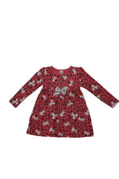 Pundikids Kız Çocuk Mickey Mouse Baskılı Elbise Pembe - 4 - 5 YAŞ