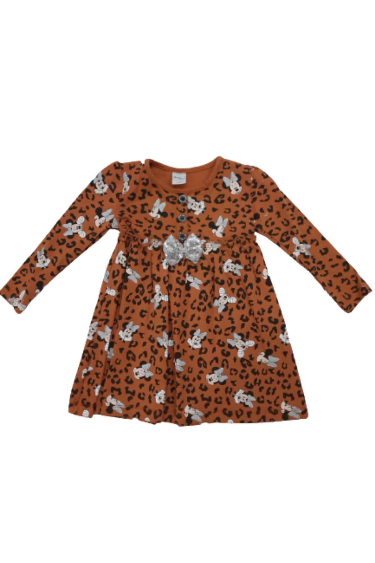 Pundikids Kız Çocuk Mickey Mouse Baskılı Elbise HARDAL - 1 - 2 Yaş
