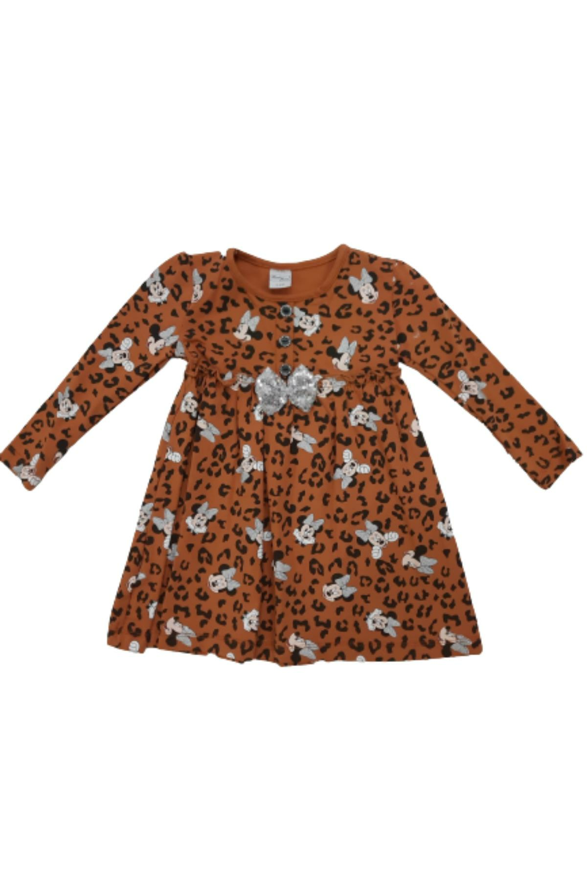 Pundikids Kız Çocuk Mickey Mouse Baskılı Elbise HARDAL - 2 - 3 Yaş