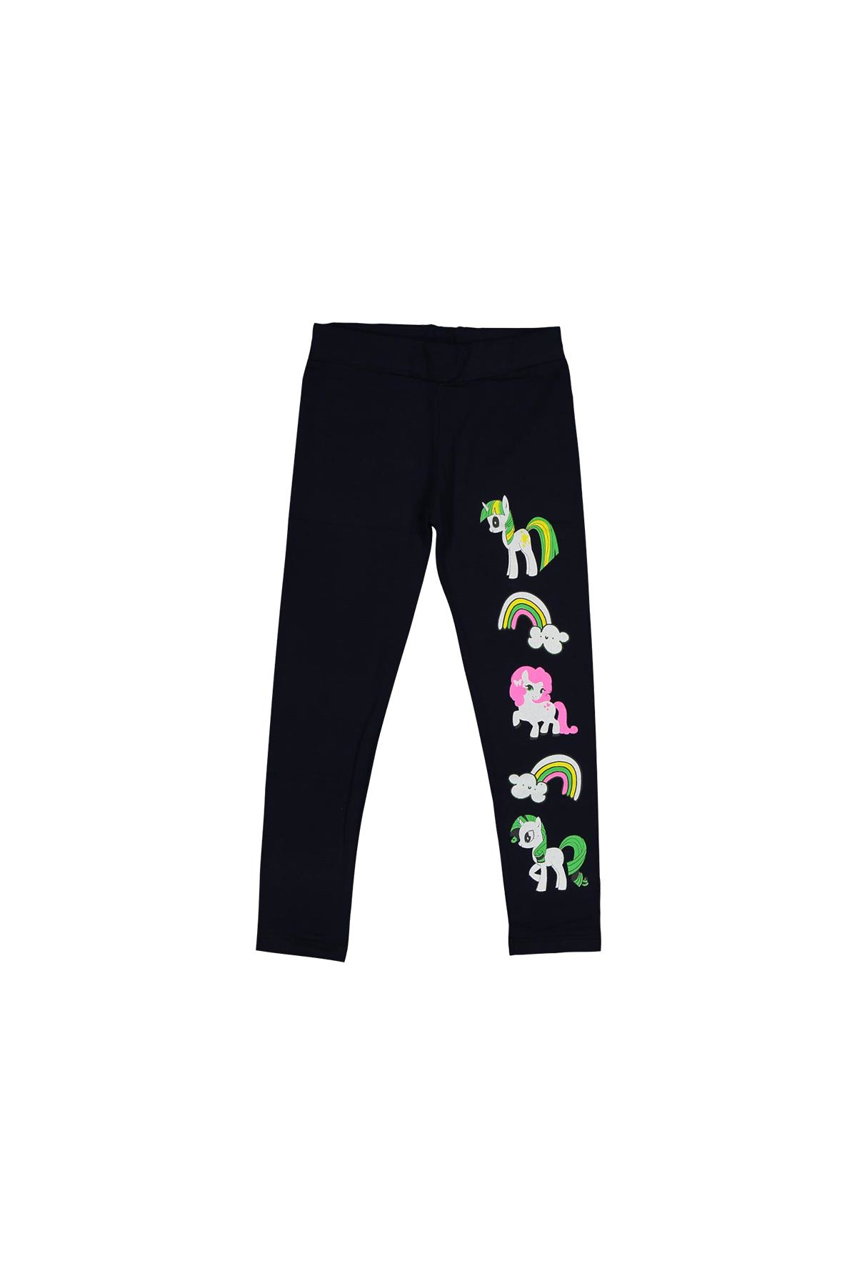 Kız Çocuk Unicorn Baskılı Tayt Siyah - 9 - 12 AY
