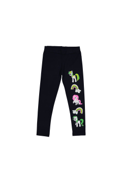 Kız Çocuk Unicorn Baskılı Tayt Siyah - 9 - 12 AY
