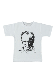 Pundikids Atatürk Baskılı T-shirt Beyaz - 7 Yaş
