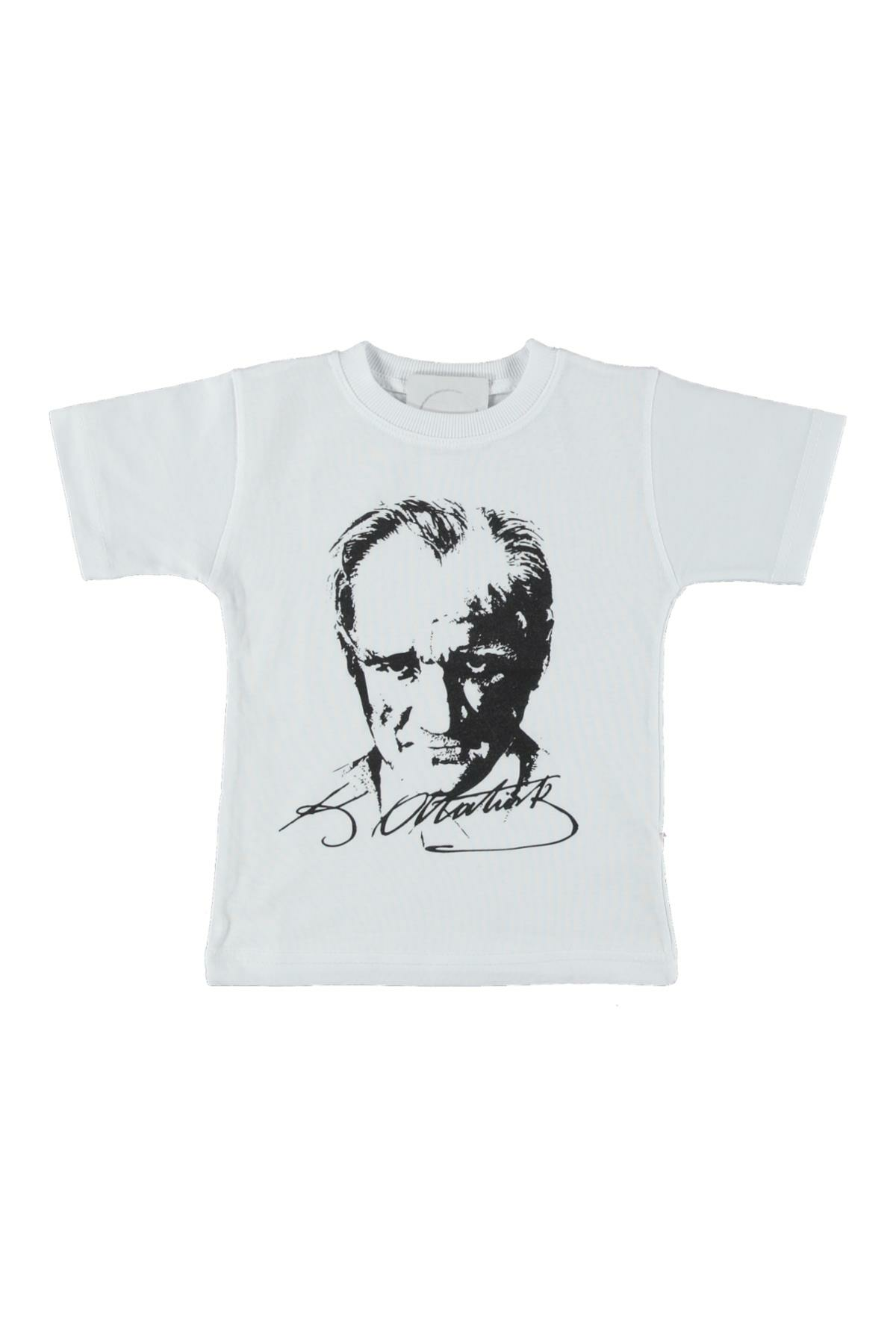 Pundikids Atatürk Baskılı T-shirt Beyaz - 8 Yaş