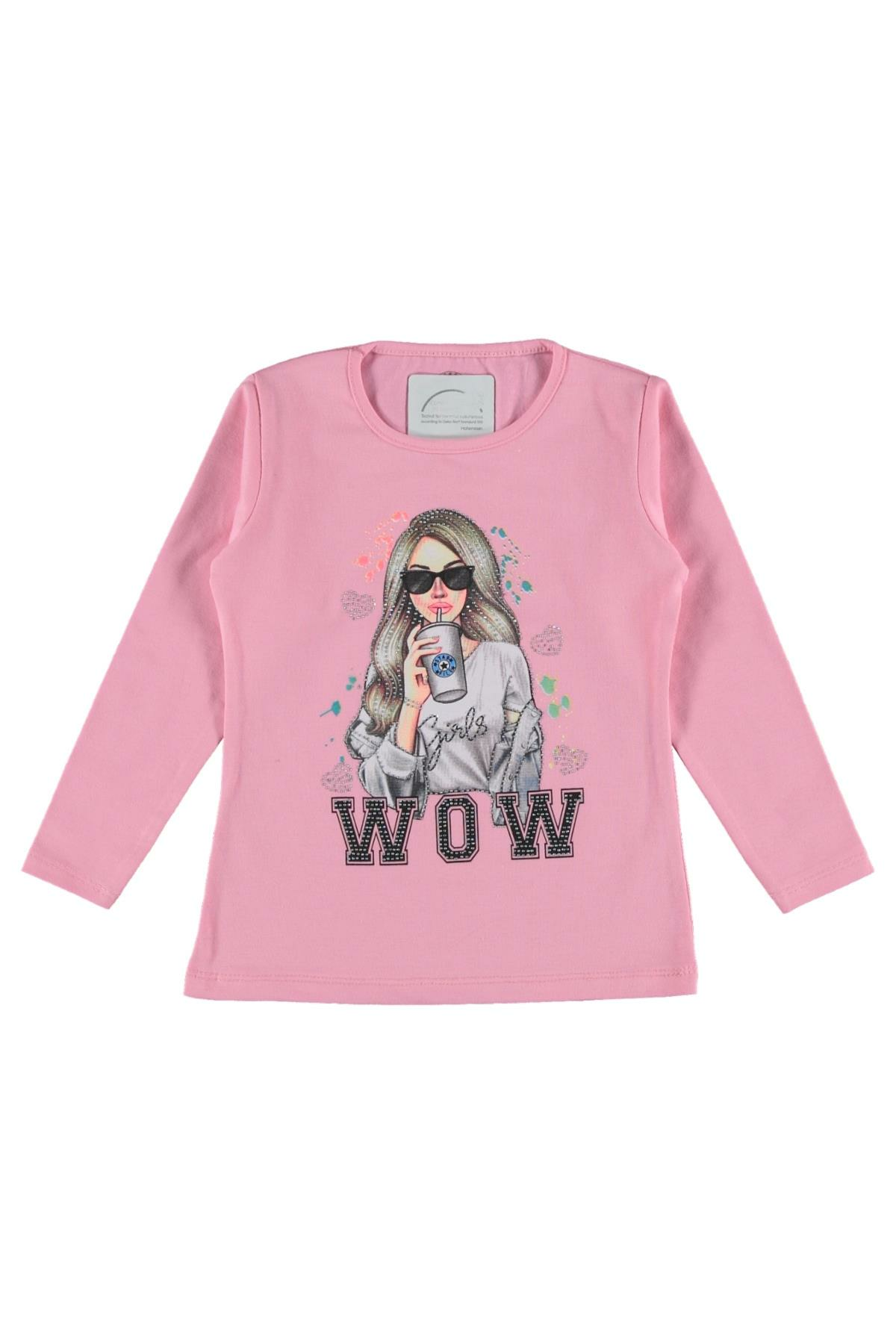 Kız Çocuk Wow Baskılı Mevsimlik Sweat