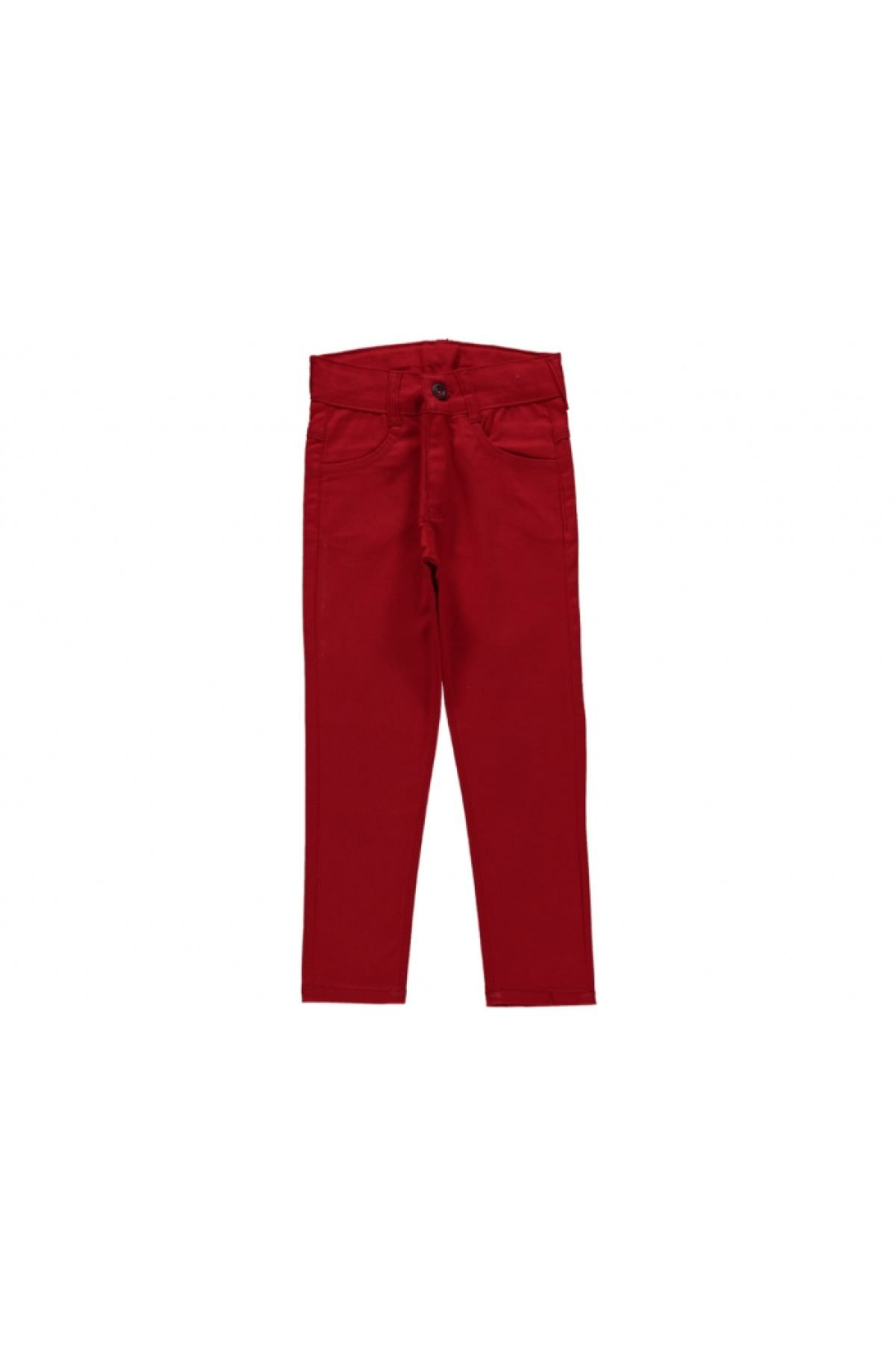 Pundikids Erkek Çocuk Likralı Keten Kırmızı Pantolon Kırmızı - 9 - 10 Yaş
