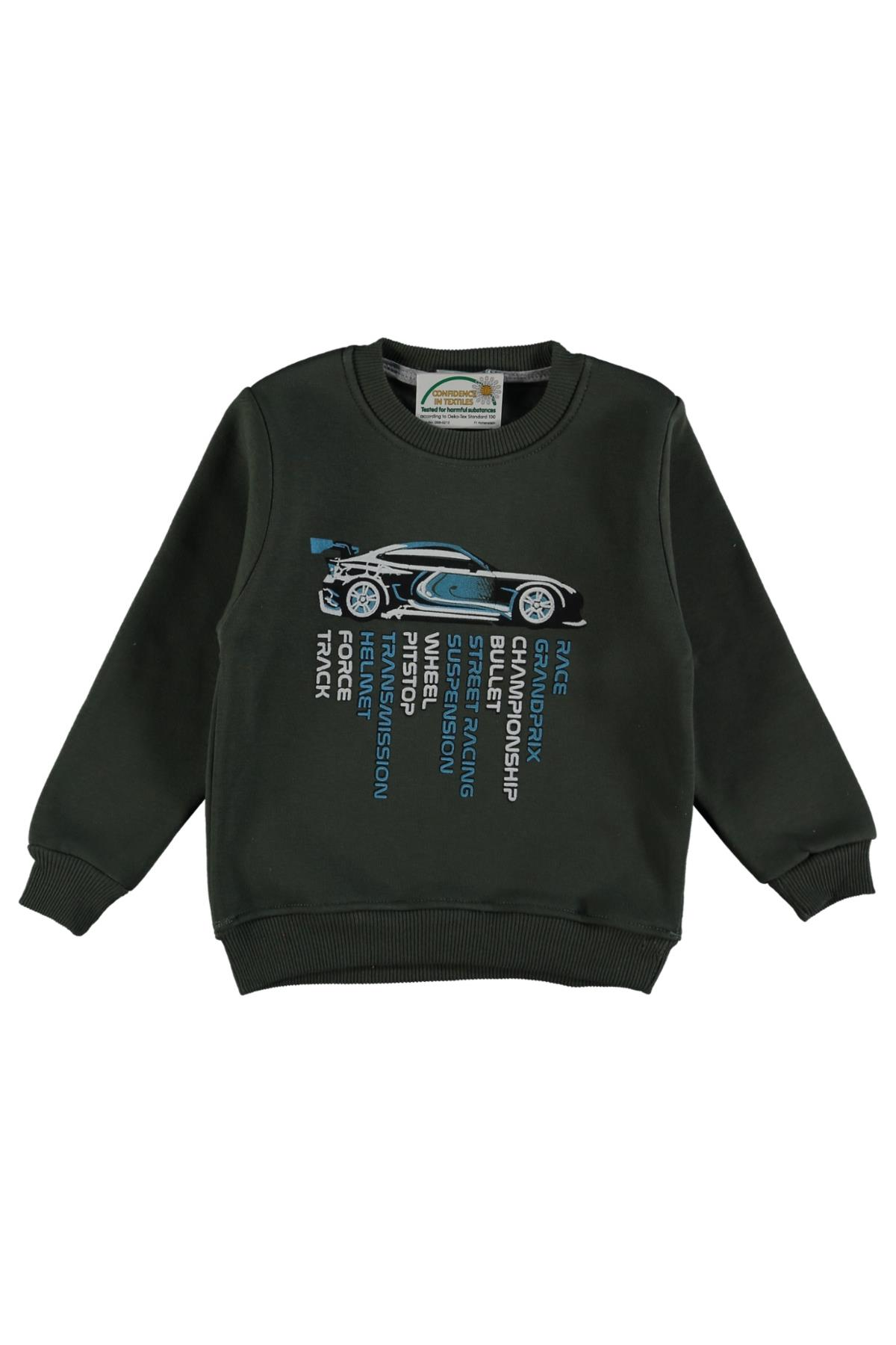Pundikids Erkek Çocuk Şardonlu 3 İplik Sweatshirt Haki - 9 - 10 Yaş