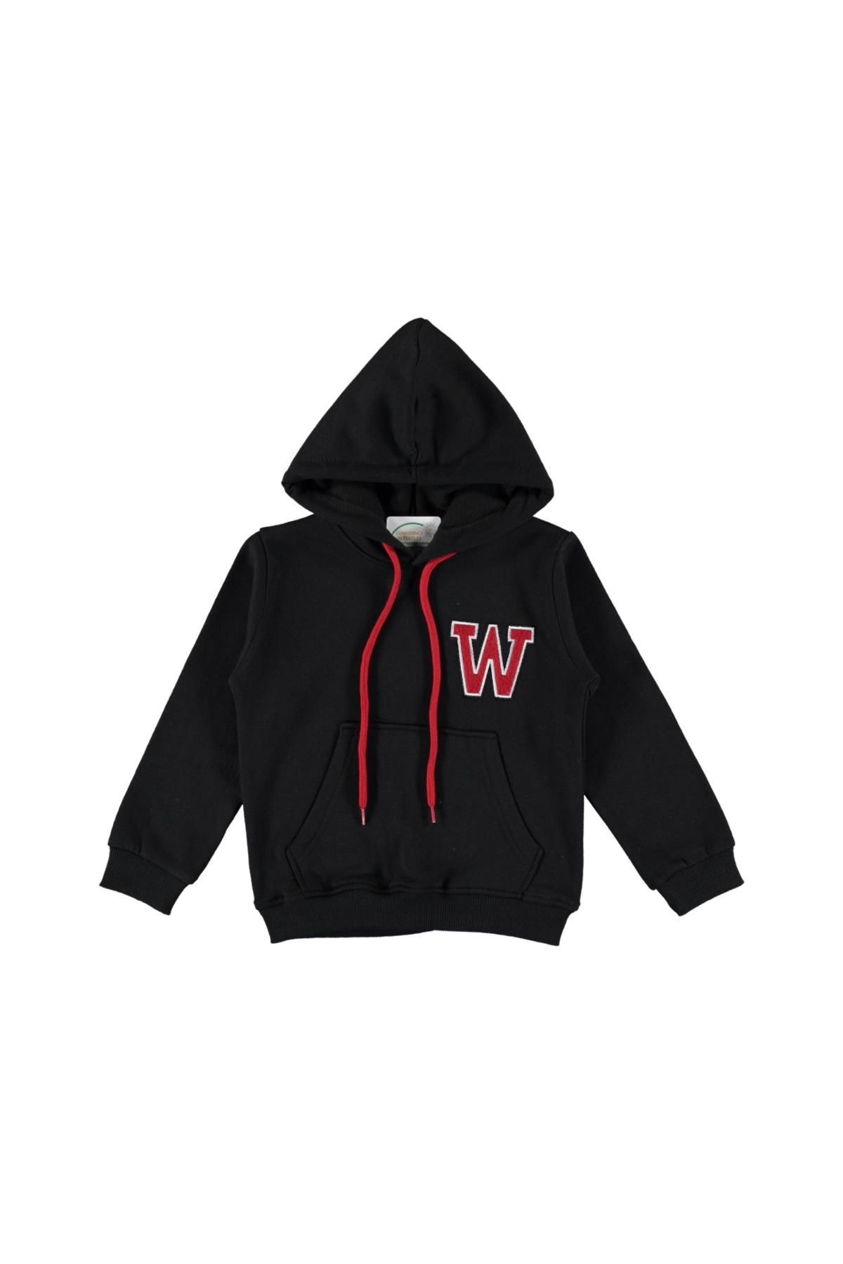 Pundikids Çocuk üç İplik İçi Şardonlu Kapüşonlu Sweath Siyah - 6 - 7 Yaş