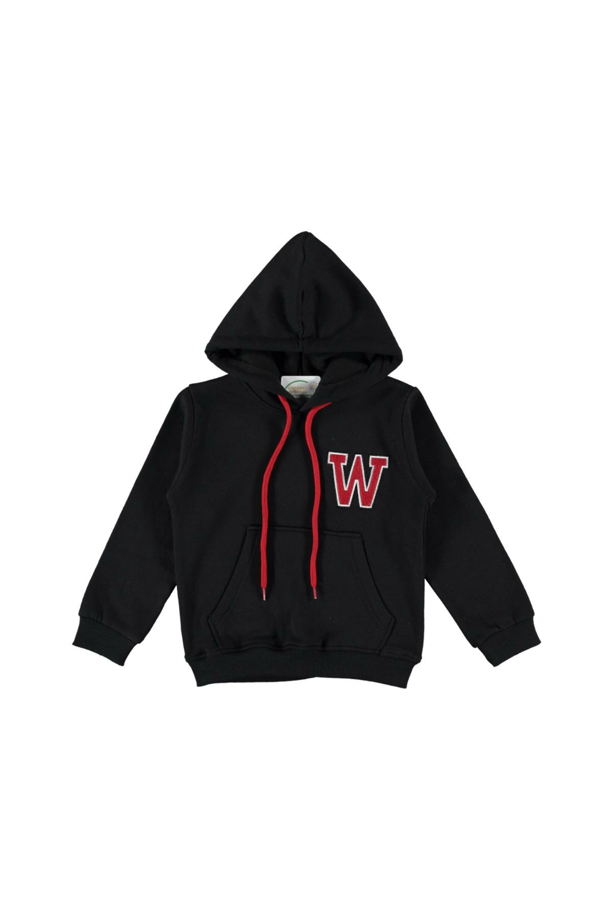 Pundikids Çocuk üç İplik İçi Şardonlu Kapüşonlu Sweath Siyah - 8 - 9 Yaş