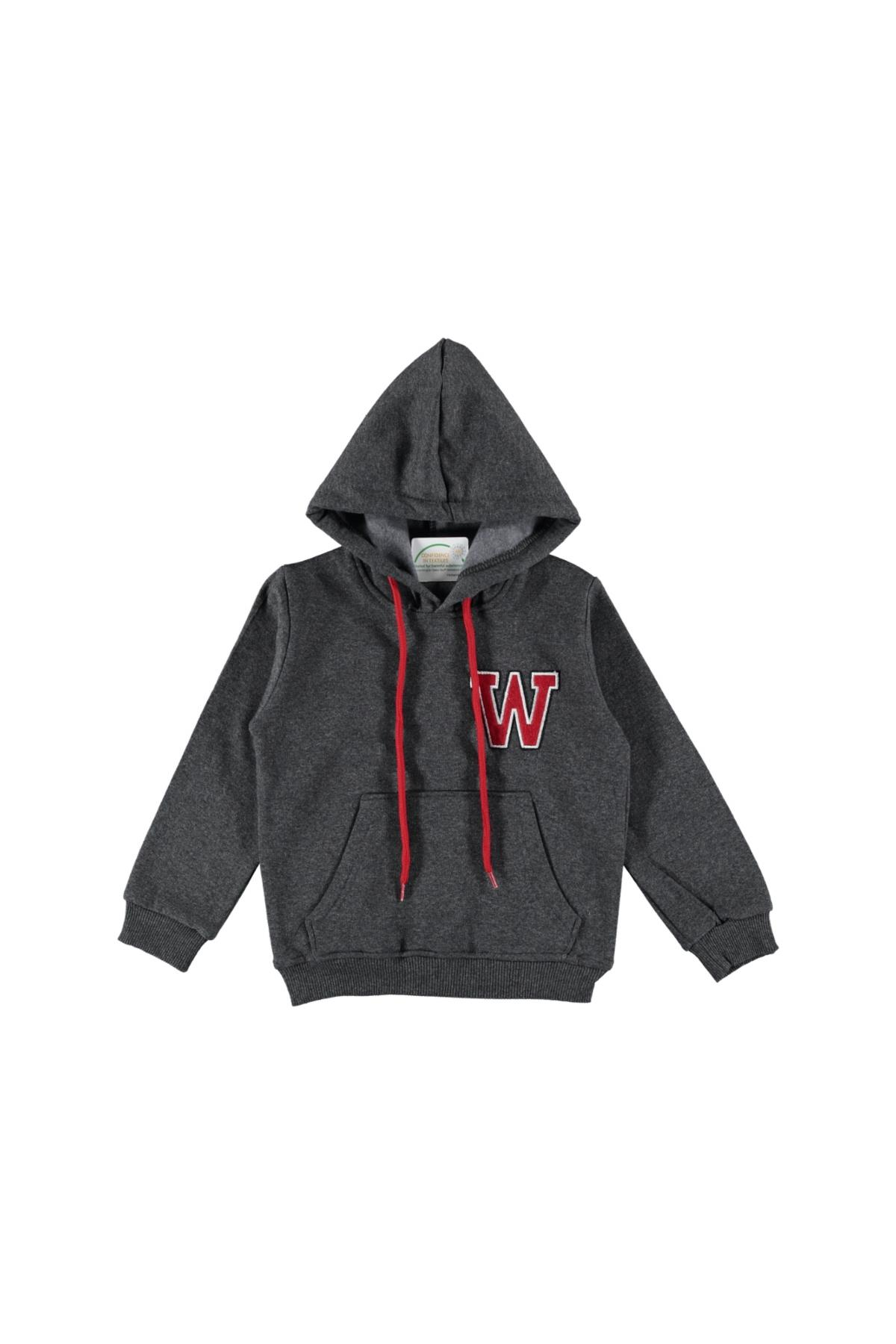 Pundikids Çocuk üç İplik İçi Şardonlu Kapüşonlu Sweath Füme - 9 - 10 Yaş