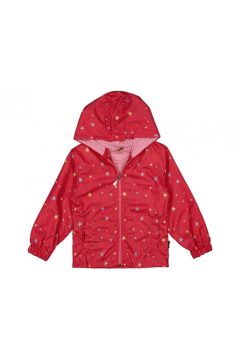 Pundikids Yıldız Baskılı Kapişonlu Yağmurluk Fuşya - 4 Yaş