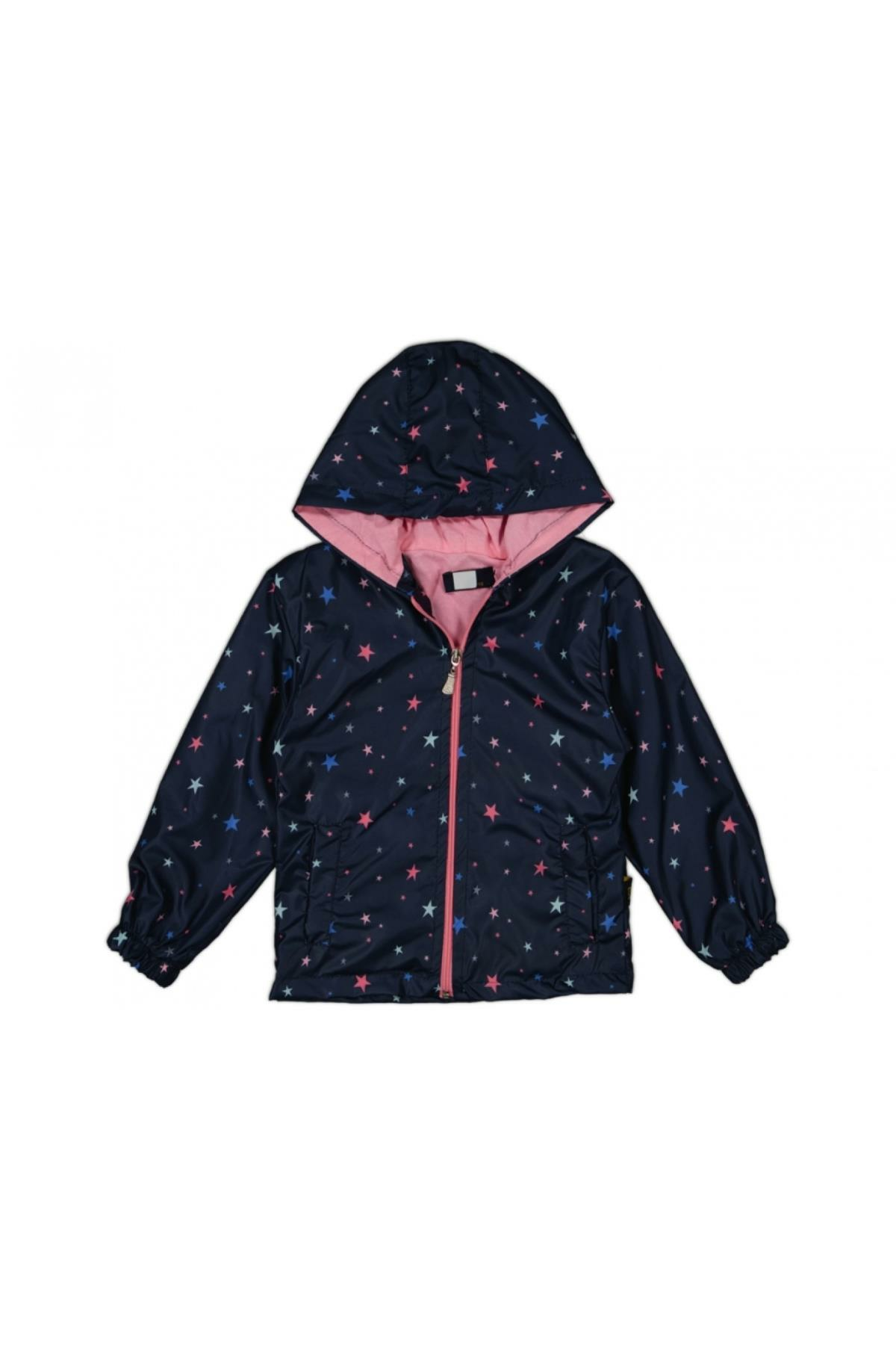 Pundikids Kız Çocuk Astarlı Kapişonlu Yağmurluk Lacivert - 8 Yaş