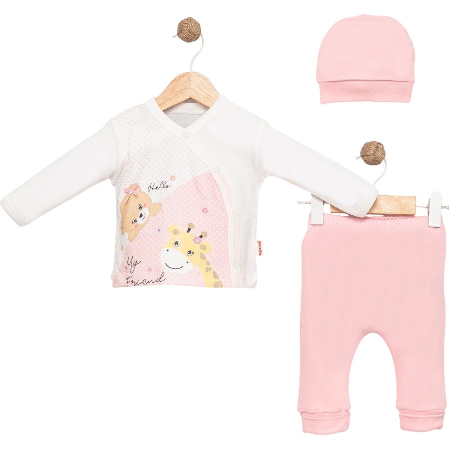 ZÜRAFA VE AYI BASKILI KIZ BEBE KTAKIM