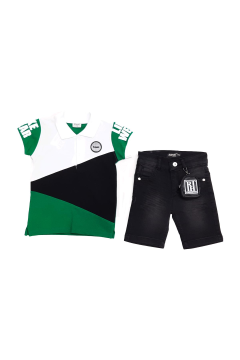 Pundikids Erkek Çocuk Cüzdanlı Kot Şortlu Takım Siyah - 6 Yaş