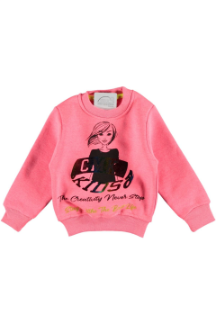 Pundikids Kız çocuk Baskılı 3 İplik Şardonlu Sweath Pembe - 10 - 11 Yaş