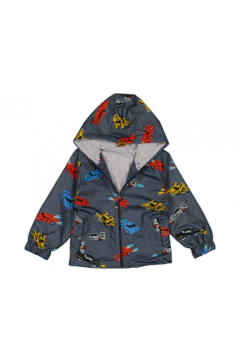 Pundikids Erkek Çocuk Araba Baskılı Yağmurluk Gri - 3 Yaş