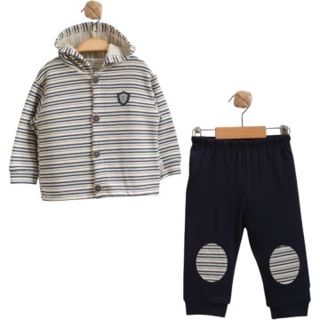 ÇİZGİLİ ARMALI KAPÜŞONLU ERKEK TAKIM