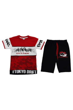 Pundikids Erkek Çocuk Şortlu Takım Kırmızı - 3 - 4 Yaş