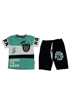 Pundikids Erkek Çocuk Şortlu Penye Takım Su Yeşil - 3 - 4 Yaş