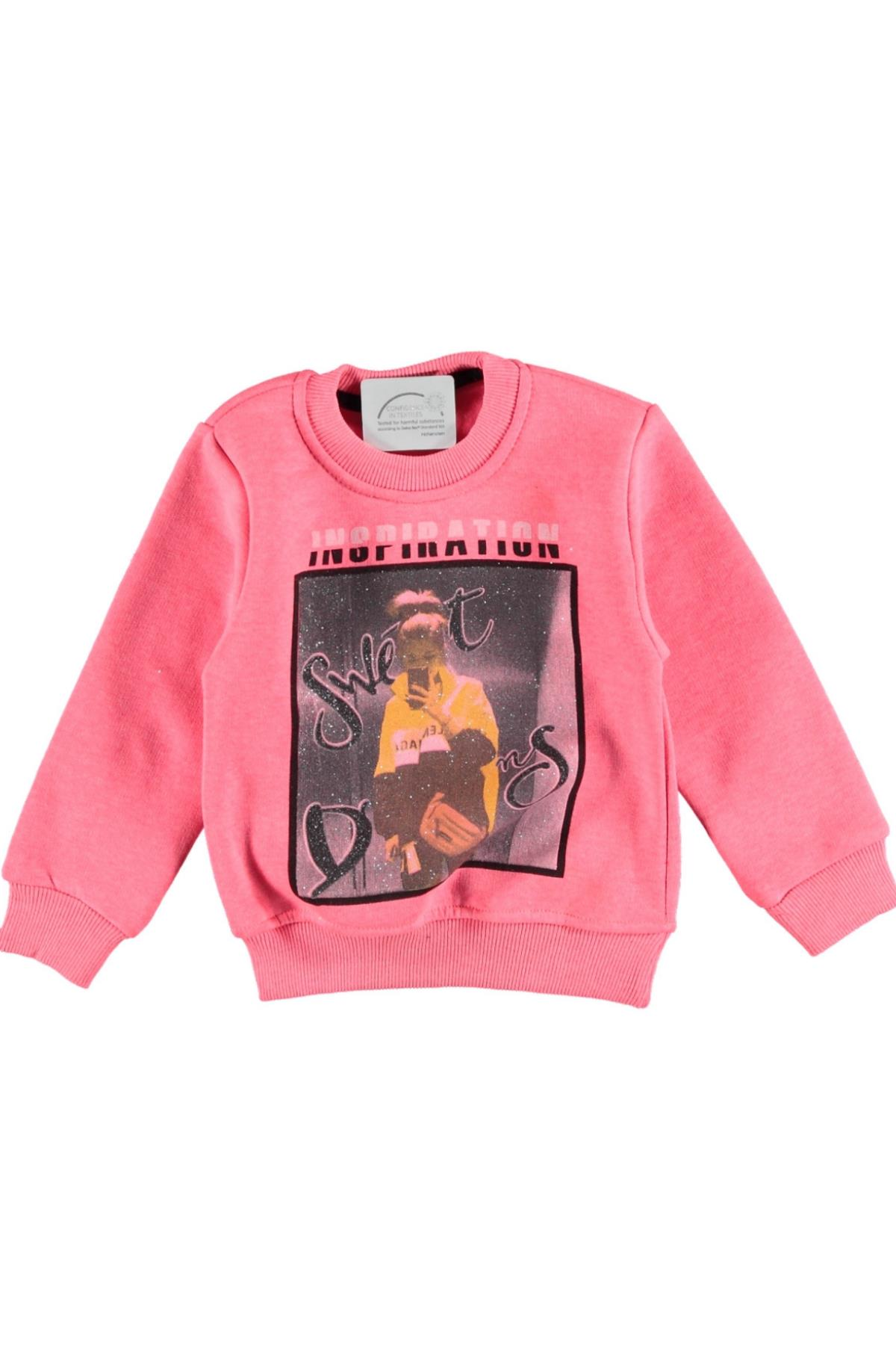 Pundikids Kız Çocuk 3 İplik Şardonlu Sweath Pembe - 8 - 9 Yaş