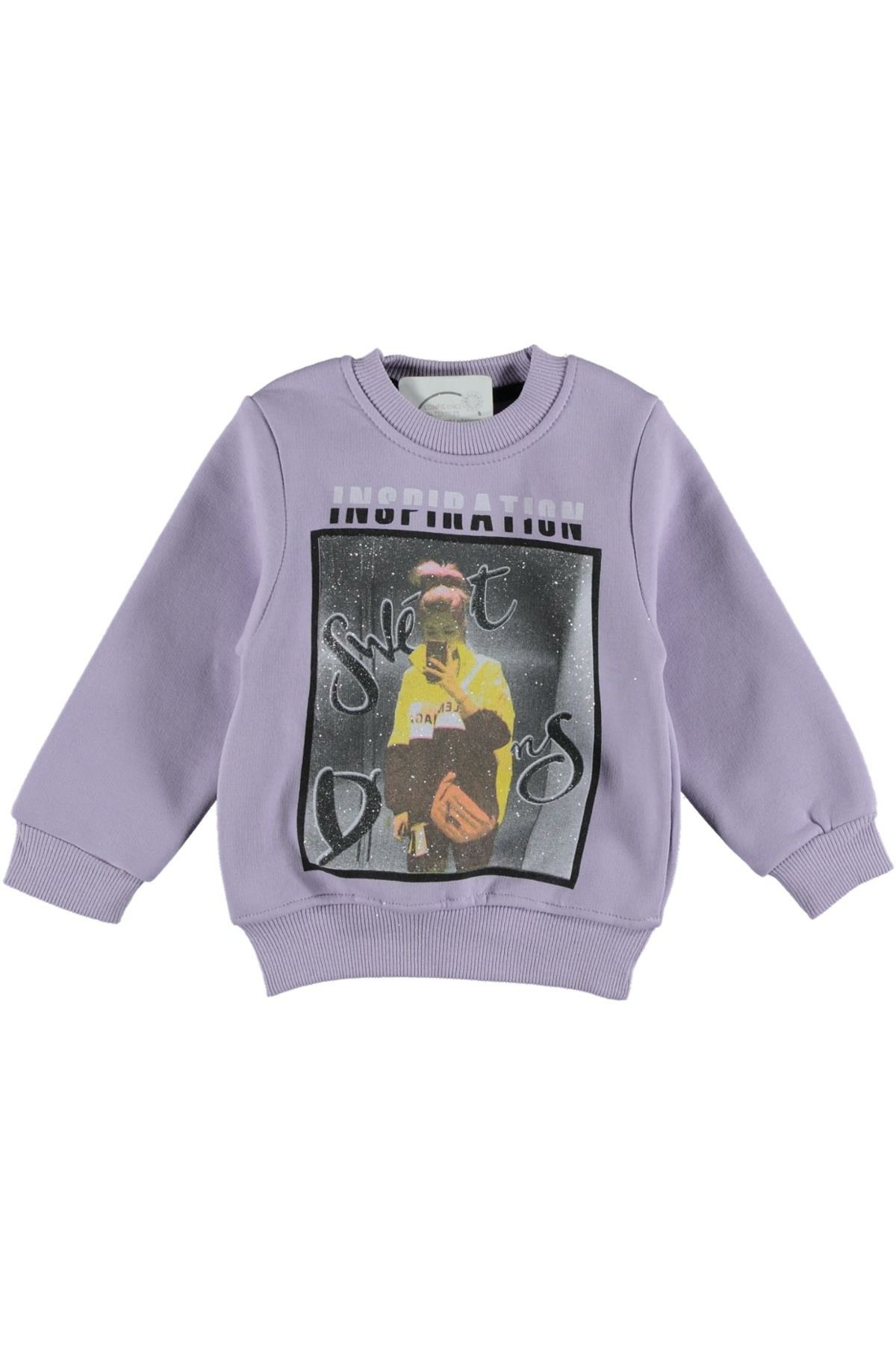 Pundikids Kız Çocuk 3 İplik Şardonlu Sweath Lila - 8 - 9 Yaş