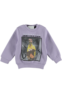 Pundikids Kız Çocuk 3 İplik Şardonlu Sweath Lila - 8 - 9 Yaş