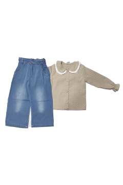 Pundikids Boyfriend Pantolonlu Gömlekli Takım Bej - 4 Yaş