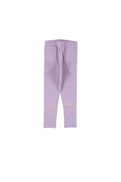 Pundikids Kız Çocuk Happy Baskılı Tayt Mor - 5 - 6 Yaş