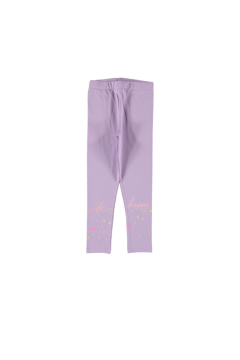 Pundikids Kız Çocuk Happy Baskılı Tayt Mor - 7 - 8 Yaş
