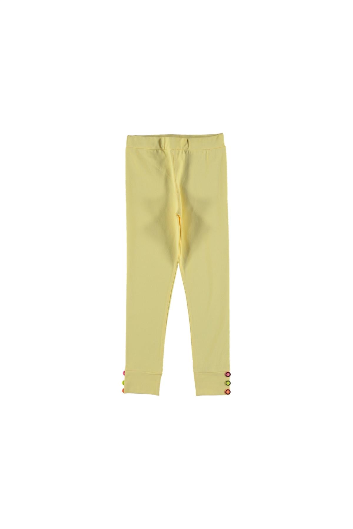 Pundikids Kız Çocuk Paçaları Manşetli Tayt Sarı - 2 Yaş