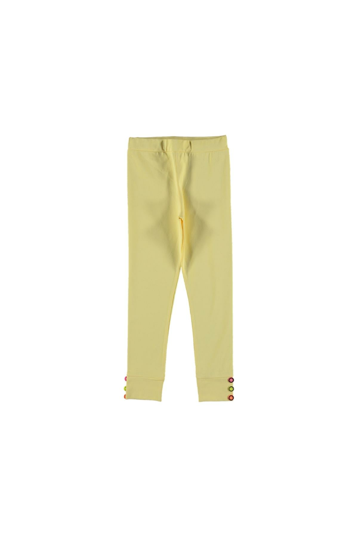 Pundikids Kız Çocuk Paçaları Manşetli Tayt Sarı - 3 Yaş