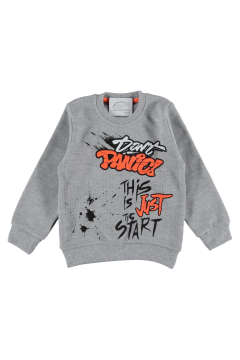 Pundikids Erkek Çocuk Baskılı Selanik Sweath Gri - 7 - 8 Yaş