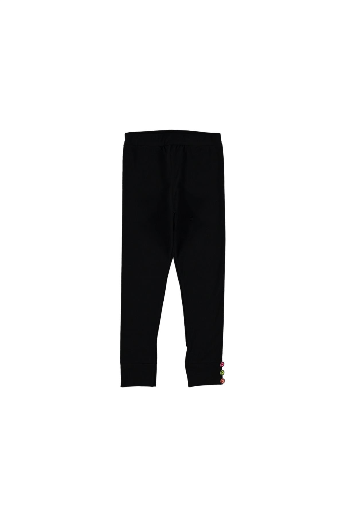 Pundikids Kız Çocuk Paçaları Manşetli Tayt Siyah - 4 Yaş