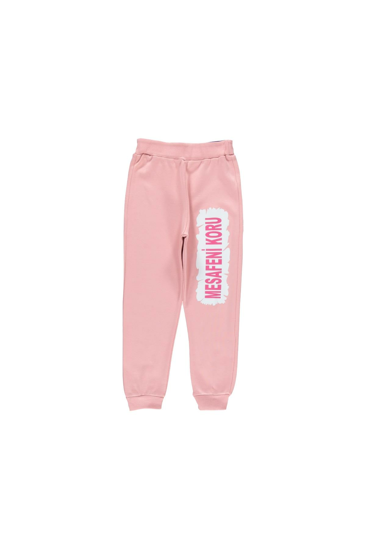 Kız Çocuk Baskılı Eşofman Altı PUDRA - 5 Yaş