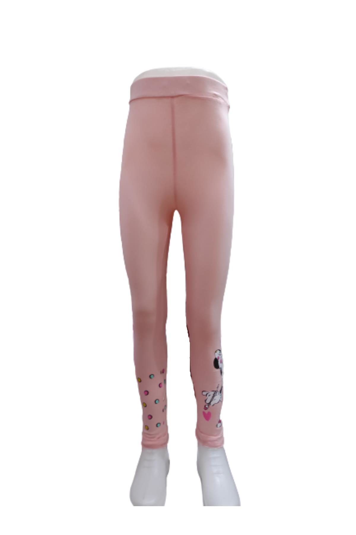 Pundikids Kız Çocuk Mıckey Mouse Baskılı Tayt PUDRA - 7 - 8 Yaş