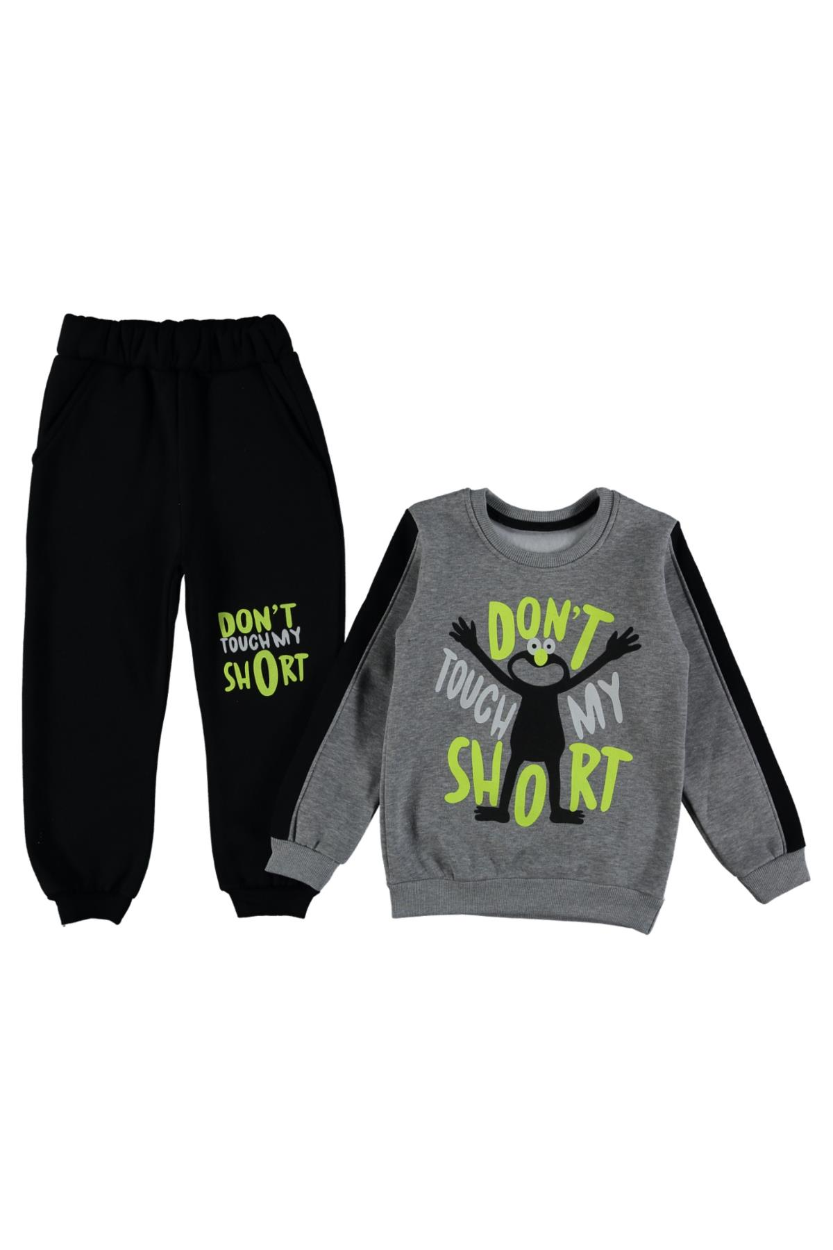 Pundikids Erkek Çocuk 3 İp Şardonlu Eşofman Takımı Gri - 7 Yaş