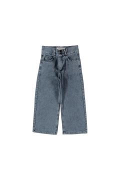 Kız Çocuk Yüksek Bel Boyfirend Jean Kot Pantolon Mavi - 9 - 10 Yaş
