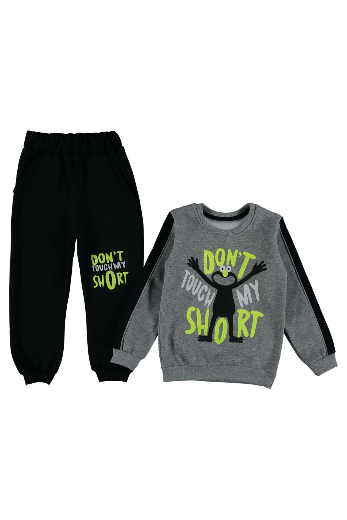 Pundikids Erkek Çocuk 3 İp Şardonlu Eşofman Takımı Gri - 8 Yaş